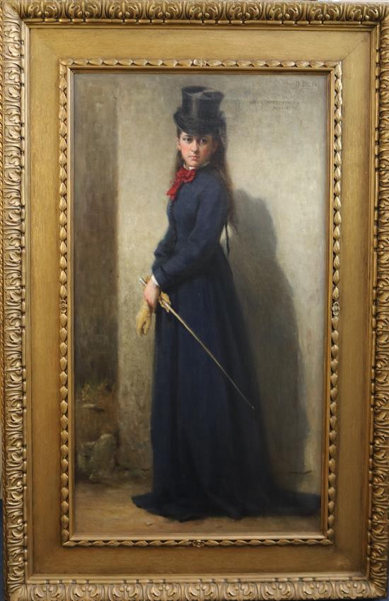 Sir George Reid P.R.S.A. (1841-1913) Portrait of Edith Mary Field, Aged 15, dressing in riding attire 34.5 x 18.5in.